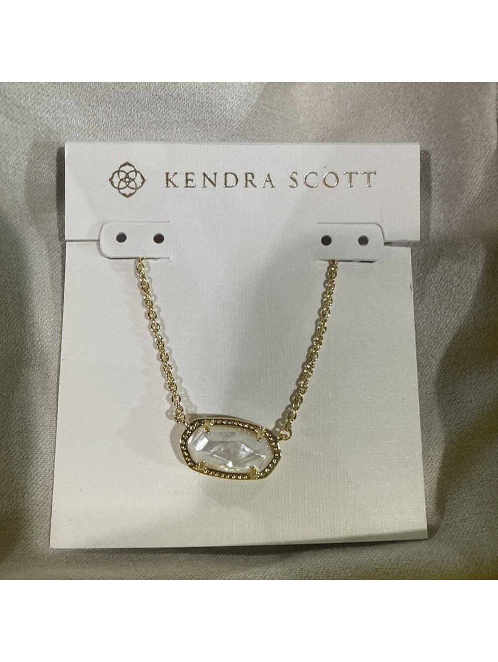 Kendra Scott Elisa Mother Of Pearl Oval Pendant Necklace and Gold Plated